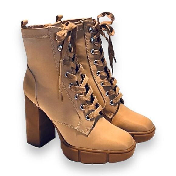 STEVE MADDEN Womens High Heeled Booties Size 8.5 Lace Up Side Zip Gorpcore NEW - Picture 1 of 11